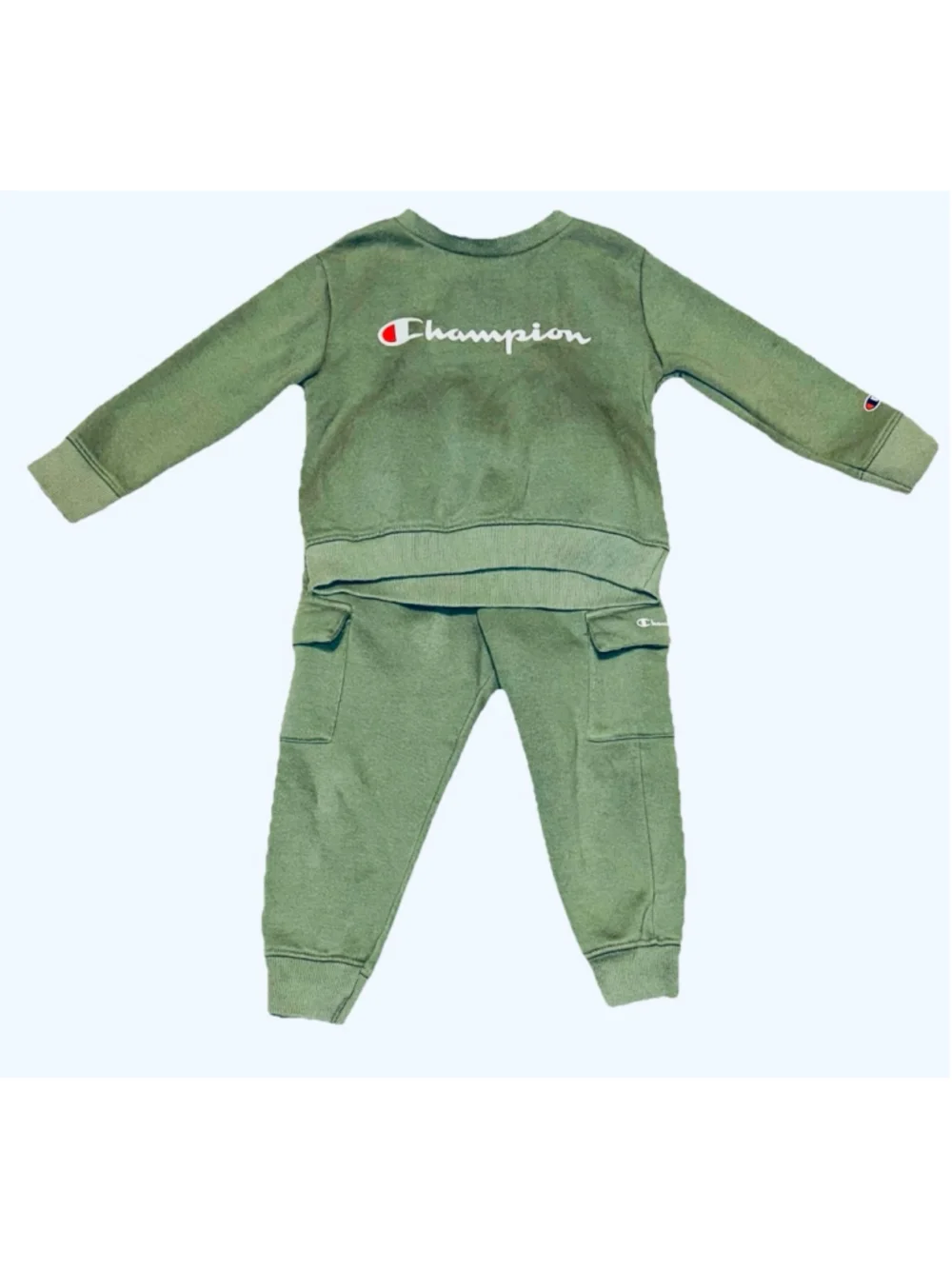 Boys Champion Green Sweatshirt & Cargo Jogger Set 3T